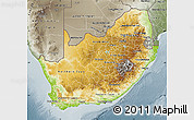 Physical Map of South Africa, semi-desaturated