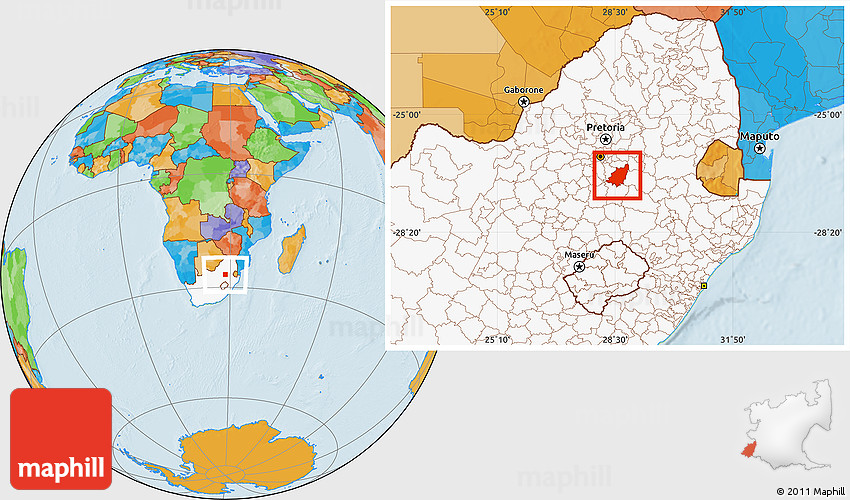 Political Location Map of BALFOUR, highlighted country