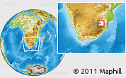 Physical Location Map of HIGHVELD RIDGE, highlighted parent region, within the entire country