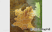 Physical Map of Mpumalanga, darken