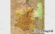 Physical Map of Mpumalanga, satellite outside