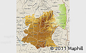 Physical Map of Mpumalanga, shaded relief outside