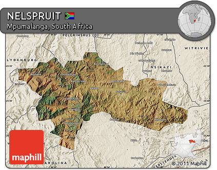Nelspruit South Africa Map Free Satellite Map Of Nelspruit, Shaded Relief Outside