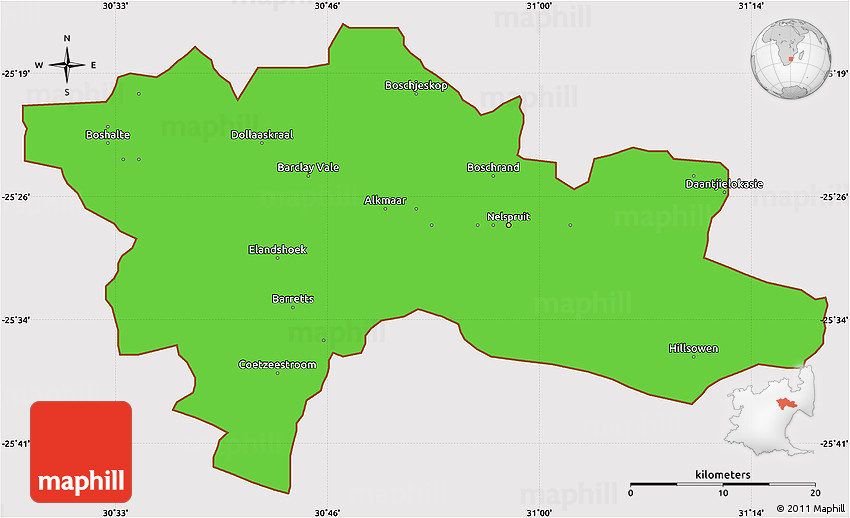 Nelspruit South Africa Map Political Simple Map Of Nelspruit, Cropped Outside