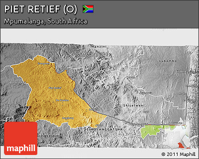 Physical 3D Map of PIET RETIEF (O), desaturated