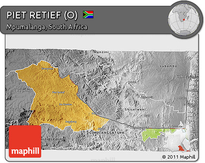 Physical 3D Map of PIET RETIEF (O), desaturated