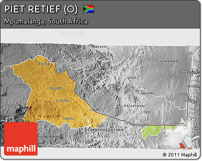 Physical 3D Map of PIET RETIEF (O), desaturated