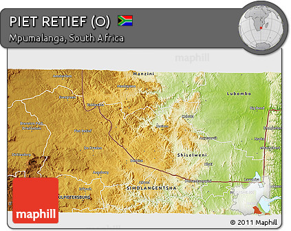 Physical 3D Map of PIET RETIEF (O)