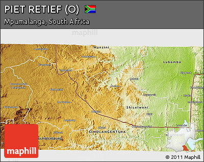 Physical 3D Map of PIET RETIEF (O)