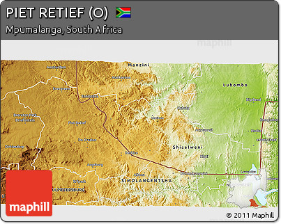 Physical 3D Map of PIET RETIEF (O)