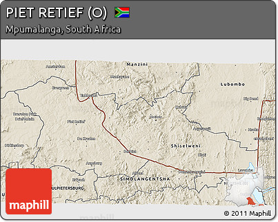 Shaded Relief 3D Map of PIET RETIEF (O)