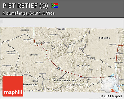 Shaded Relief 3D Map of PIET RETIEF (O)