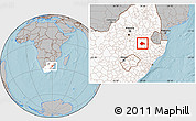 Gray Location Map of VOLKSRUST, highlighted country, hill shading