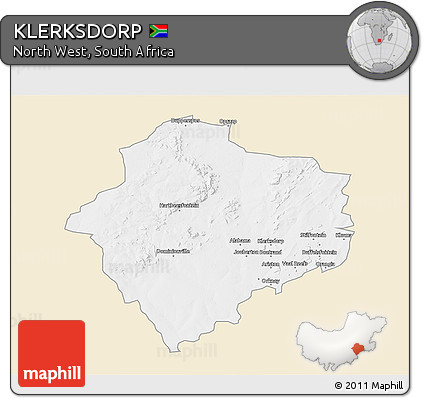 Classic Style 3D Map of KLERKSDORP, single color outside