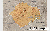 Satellite 3D Map of KLERKSDORP, semi-desaturated