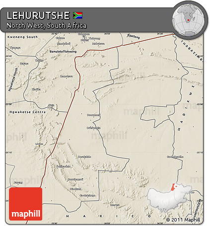 Shaded Relief Map of LEHURUTSHE