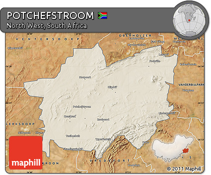 Shaded Relief Map of POTCHEFSTROOM, satellite outside