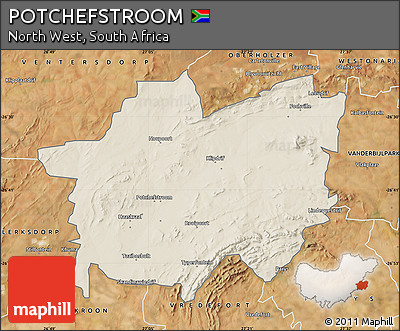 Shaded Relief Map of POTCHEFSTROOM, satellite outside