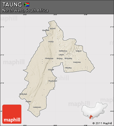 Shaded Relief Map of TAUNG, cropped outside