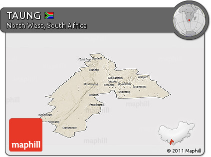 Shaded Relief Panoramic Map of TAUNG, cropped outside