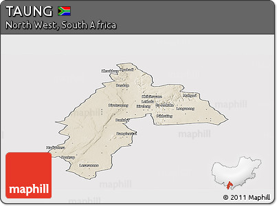 Shaded Relief Panoramic Map of TAUNG, cropped outside