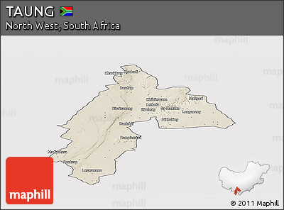 Shaded Relief Panoramic Map of TAUNG, cropped outside