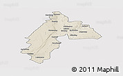 Shaded Relief Panoramic Map of TAUNG, cropped outside
