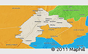 Shaded Relief Panoramic Map of TAUNG, political outside