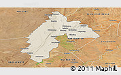Shaded Relief Panoramic Map of TAUNG, satellite outside