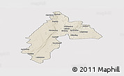 Shaded Relief Panoramic Map of TAUNG, single color outside