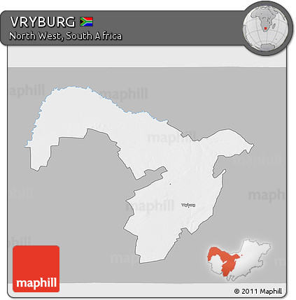 Gray 3D Map of VRYBURG, single color outside