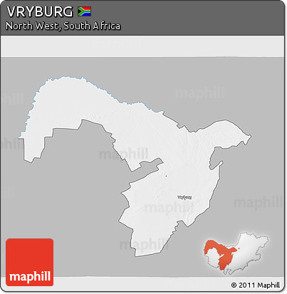 Gray 3D Map of VRYBURG, single color outside