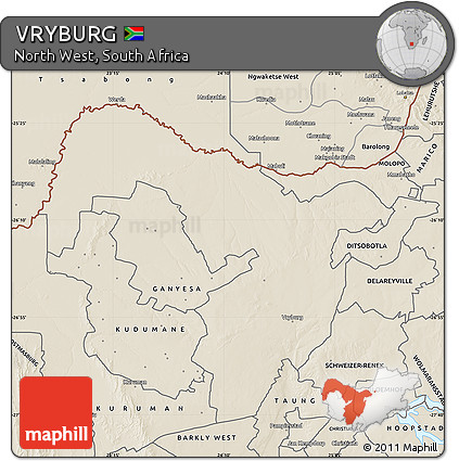 Shaded Relief Map of VRYBURG