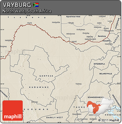 Shaded Relief Map of VRYBURG