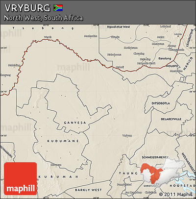 Shaded Relief Map of VRYBURG