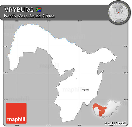 Gray Simple Map of VRYBURG, single color outside