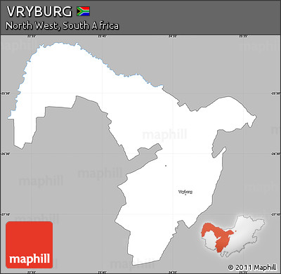 Gray Simple Map of VRYBURG, single color outside