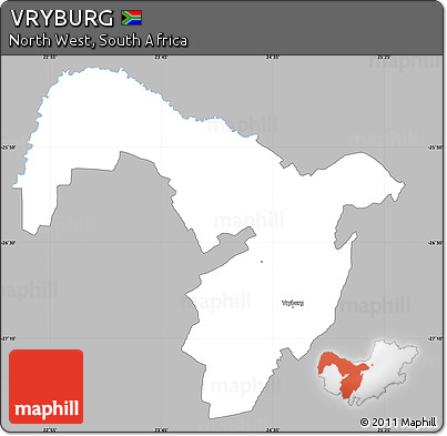 Gray Simple Map of VRYBURG, single color outside
