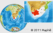 Physical Location Map of Northern Cape, highlighted country, within the entire country
