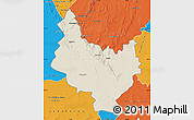 Shaded Relief Map of PRIESKA, political outside