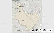Shaded Relief Map of PRIESKA, semi-desaturated