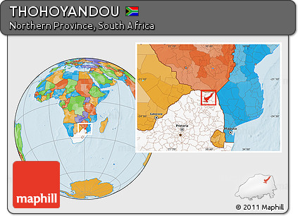 Political Location Map of THOHOYANDOU, highlighted country
