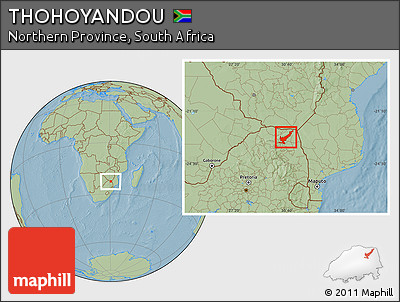 Savanna Style Location Map of THOHOYANDOU, hill shading