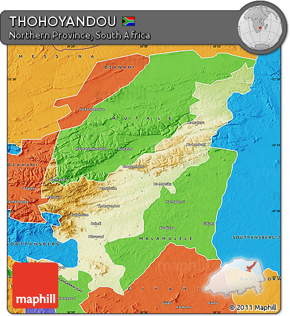 Physical Map of THOHOYANDOU, political outside