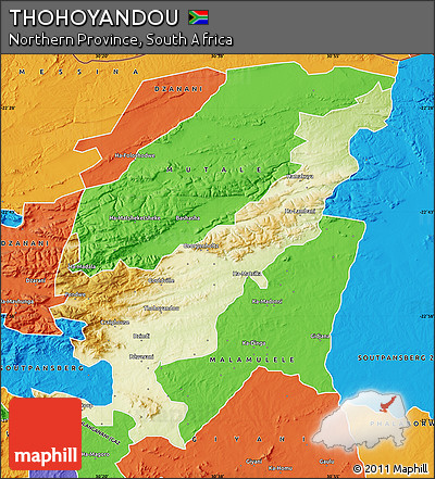 Physical Map of THOHOYANDOU, political outside