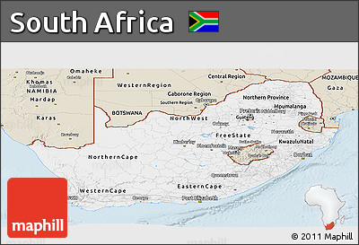Classic Style Panoramic Map of South Africa