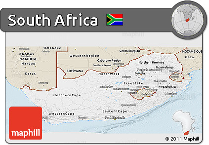 Classic Style Panoramic Map of South Africa