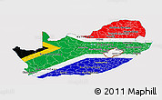 Flag Panoramic Map of South Africa, flag centered