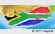 Flag Panoramic Map of South Africa, physical outside