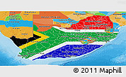 Flag Panoramic Map of South Africa, political outside